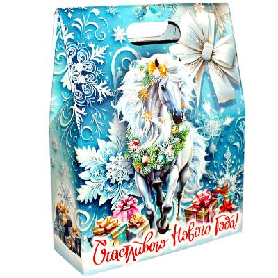 Детский новогодний подарок в картонной упаковке весом 1200 грамм